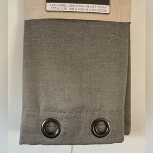 2 NWOT grey textured curtain panels 38 x 84